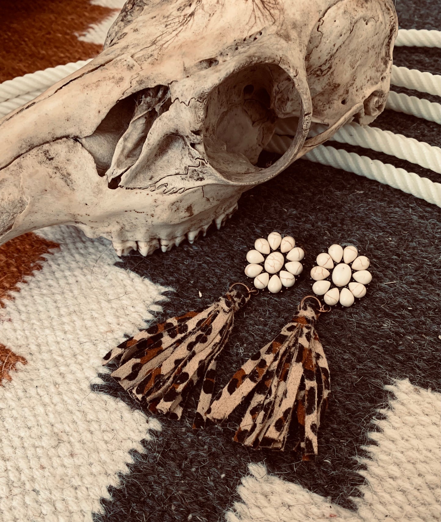 Leopard Fringe Earrings