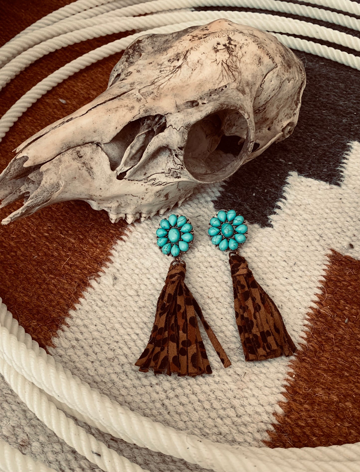 Leopard Fringe Earrings